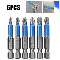 (LONG FA hardware)6Pcs 50Mm PH2 Cross Bit เจาะไขควง Bits 1/4 Quot; Hex Shank ไขควงแม่เหล็กเจาะ PH1/PH2/PH3/PZ1/PZ2/PZ3