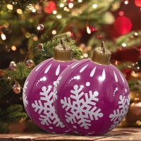 【Affordable variety of balloons】 PVC 60Cm Inflatable Toy Ball Waterproof Christmas Big Balls Xmas Ornament Durable With Pump For Indoor Outdoor Decoration