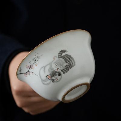 160ML Ceramic Gaiwan Cute Cat Porcelain Tureen Chinese Ancient Glaze Jingdezhen Teaset Teapot Bowl for varied tea Porcelain