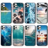 【digital technology】 Sea Beach Case สำหรับ iPhone 13 Pro Case สำหรับ iPhone 11 12 13 Pro XR XS Max Mini 7X8 6 6วินาทีพลัส5 5วินาที SE 2020สีดำซิลิโคน F Unda