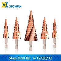 Hex Shank Step เจาะ Bit Hole Cutter 4-12 / 20 / 32mm TiCN เคลือบคาร์ไบด์สําหรับเครื่องมือเจาะโลหะแผ่น