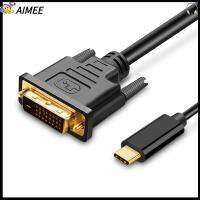 AIMEE โทรศัพท์มือถือสำหรับมือถือ อะแดปเตอร์ รองรับสายฟ้าสายฟ้า 4K 30Hz สาย USB C เป็น DVI ตัวแปลงสัญญาณ ประเภท-C ถึง DVI