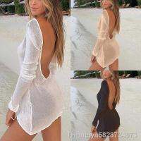 【hot】✳  2022 beach up sarong summer bikini cover-ups pareo dress Mesh Backless