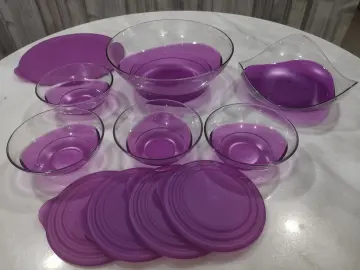 Tupperware, Dining, Tupperwaresheerly Elegant Large Bowl Purple And Clear