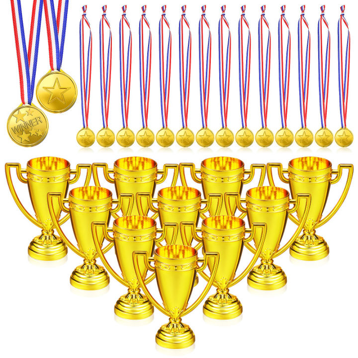 jiogein-18-pcs-award-trophy-and-18-pcs-medals-for-children-first-place-winner-award-toys-for-sports-parties-tournaments-games-competitions