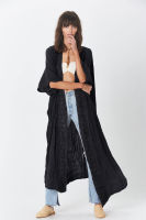 Casual Hollow Out Half Sleeve Front Open Long Kimono Sexy Brown Tunic Plus Size Women Summer Beach Wear Wrap Coat N1263