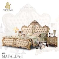 MAFALDA-I BED เตียงนอนเจ้าหญิง หลุยส์ 6ฟุต สีทองเชมเปญ รุ่น มาเฟลดา 1