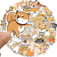 50pcslot Cartoon Dog Sticker Cute Shiba Inu skateboard Laptop Mobile Phone Bottle Decorative Sticker korean stationery