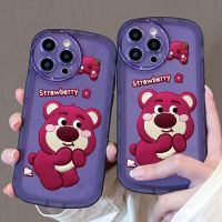 เคสโทรศัพท์แบบใสนิ่มรูปหมีสตรอเบอร์รี่การ์ตูน iPhone 15 14 13 12 11 Pro Max 7 8 Plus X XS Max XR