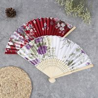 【CW】 Silk Fan Chinese Japanese Style Folding Fan Wedding Fan Art Gifts Dance Hand Fan