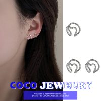 COCOJEWELRY คลิปหูฮิปฮอปหัวใจสำหรับผู้หญิงสาวเกาหลีเรขาคณิตย้อนยุคไม่มีเครื่องประดับต่างหูเจาะ