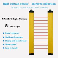 SAISITE Sakelar Sensor Tirai Cahaya Keselamatan 16/18/20/22/24/26/28 Balok 10Mm/20Mm/40Mm Resolusi NPN พีเอ็นพีเอาท์พุท Kisframerah คุณภาพสูง