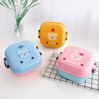 Cute Animal Lunch Japanese Double-layer Round Mini Bento Childrens Fruit Snack Microwave Kids Lunch 540ml