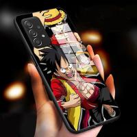 เคสกระจกนิรภัยมันวาวเคสโทรศัพท์ปลอกสำหรับ Samsung A52 BL A52 5G/ A52S 5G Luffy ฝาครอบกันกระแทก