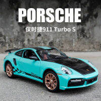 1:24 Porsche 911 Turbo S Special Edition Diecast โลหะผสมรุ่นรถเสียงดึงกลับคอลเลกชันเด็กของเล่นของขวัญ F420