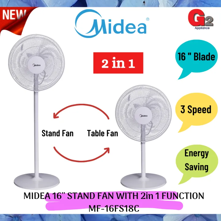 Midea 16 Stand Fan With 2 In 1 Function Mf 16fs18c Original Warranty Midea Malaysia Lazada