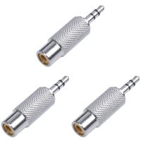 3Pcs 3.5mm Stereo Male to RCA Mono Female Audio Adapter,Silver