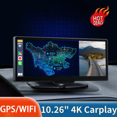 COOLDIN 10.26 DVR ติดรถยนต์4K 3840*2160P GPS Carplay & Android กล้องหน้ารถอัตโนมัตินำทางแผงหน้าปัดรถยนต์ GPS กล้องติดรถยนต์ WIFI 5G