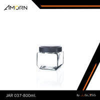 JJGLASS - (AMORN) โหลแก้ว JAR 037-800ml. - โหลใส่ขนม อาหาร ของกิน ฝาอลูมิเนียม ใช้ในห้องครัว ห้องอาหาร เก็บรักษาและยืดอายุอาหาร ขนาด 800 มล.