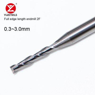 YUZETOOLS ไมโครคาร์ไบด์ 2F End Mill Processing Cutter CNC ขลุ่ยยาวลึกเส้นผ่านศูนย์กลางขนาดเล็ก 0.2 0.3 0.4 0.5 0.6 0.7 0.8 0.9 มม. มินิ