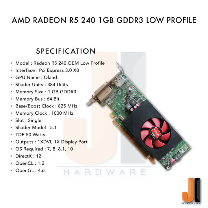 amd-radeon-r5-240-1gb-64-bit-gddr3-low-profile-มือสอง