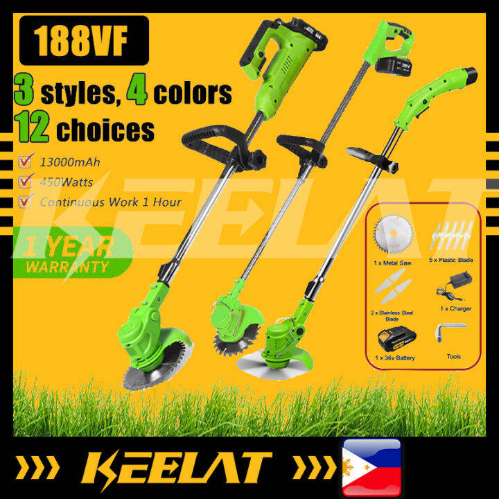 KEELAT Grass Cutter Battery Rechargeable Lawn Mower With Wheels Grass