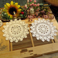 Pastoral รอบ Handmade ถักผ้าฝ้ายตารางเสื่อ Pad ผ้าถ้วย Doily ชา Coaster คริสต์มาสดอกไม้ placemat งานแต่งงานห้องครัว-mu xuan trade