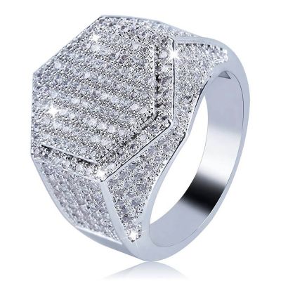 Men 39;s Ring Hip Hop Iced Out High Quality Micro Pave CZ Finger Ring Square Rings For Men Jewelry