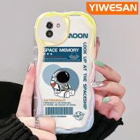 YIWESAN เคสปลอกสำหรับ Samsung A03 M02 A02,เคส F02s อวกาศนักบินอวกาศสีสันสดใสลายคลื่นเนื้อครีมเคสโทรศัพท์โปร่งใสนิ่มกันกระแทกเคสใสซิลิโคน