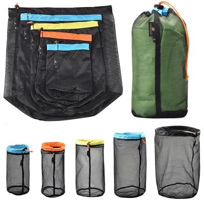 【LZ】▩  Ultraleve Camping Mesh Bag Saco De Armazenamento De Cordão De Esportes Outdoor Caminhadas Travel Compression Bag Camping Equipment Tools