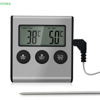 ?【Lowest price】HOMA Digital KITCHEN THERMOMETER จอแสดงผล LCD ยาวสำหรับเตาย่างอาหารเนื้อสัตว์ทำอาหารปลุกจับเวลาเครื่องมือวัด