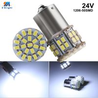 10ชิ้น24โวลต์ P21W 1156 BA15S 1157 P21/5วัตต์1206 50 SMD สีขาวสีแดงสีเหลืองอำพัน Led รถยนต์รถบรรทุกสำรองสัญญาณเลี้ยวท้ายไฟไฟเตือนเวลาจอดรถ