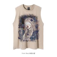 ❃✁▪ The new 2023 American butterfly girl American popular logo high street graffiti vest leisure loose sleeveless T-shirt