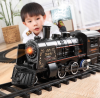 ของเล่นเด็ก ของเล่นรางรถไฟ ชุดรถไฟจำลอง รุ่น 19036B ใส่ถ่านได้ พร้อมของตกแต่งสีดำ ขนาด102x67cm รถไฟ 13x4.5x3cm BWJ001