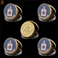 5PCS US Central Intelligence Agency CIA Challenge Coin Military Gold Collectibles With Hard Capsule