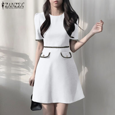 (สินค้ามาใหม่)(จัดส่งฟรี)Fancystyle ZANZEA สไตล์เกาหลีของผู้หญิงชุดเก็บเอวที่สง่างามเที่ยวกลางคืนลูกไม้ขึ้นชุดเดรสทรงเอ #10