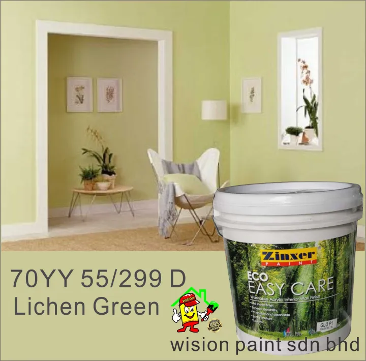 70YY 55/299D LICHEN GREEN 1L / 5L / 15L ZINXER PAINT ( EASY CARE