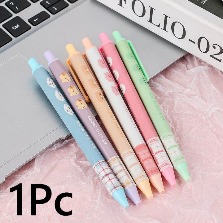 free-shipping-5pcs-ปากกาเจลแบบกดนักเรียน0-5มม-สีดำปากกาหัวแร้งน่ารักการ์ตูนเครื่องเขียนสำนักงานโรงเรียน