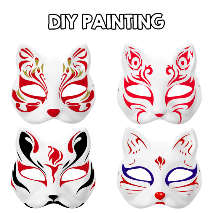 sundom-10pcs-white-masks-paper-masks-blank-cat-mask-for-decorating-diy-painting-masquerade-cosplay-party