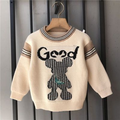 Childrens Sweaters Kids Baby Boys Girls Long Sleeve Cartoon Stripe Sweaters New Autumn Winter Baby Boy Girl Knit Sweaters 2023