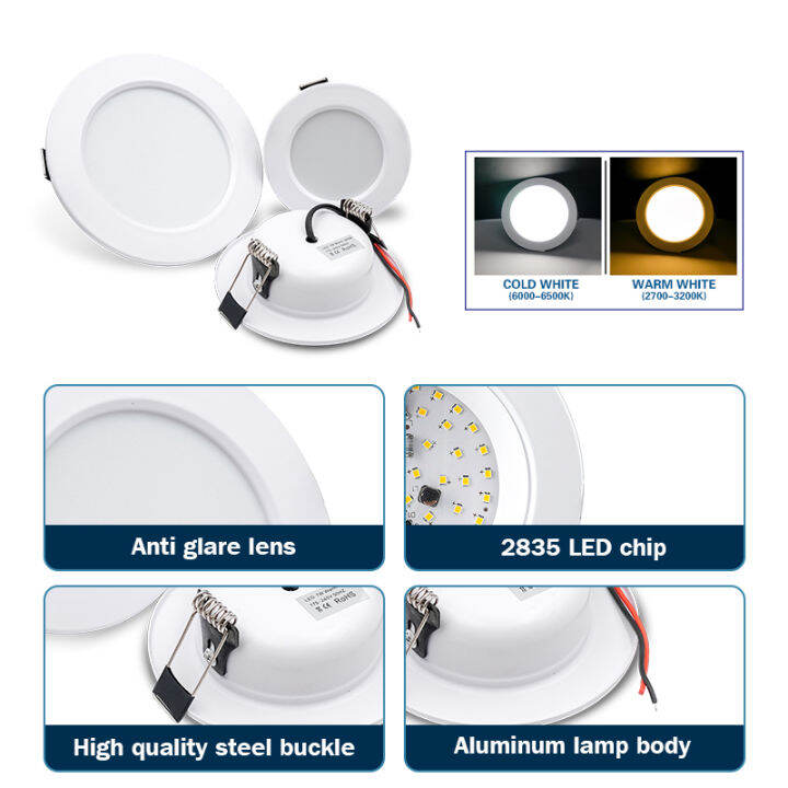 10ชิ้นล็อต-led-downlight-110v-220v-โคมไฟเพดาน5w-9w-12w-15w-18w-โคมไฟรอบแผง-dc-12v-24v-spotlight-ในร่ม