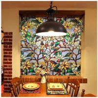 FANCY-FIX Stained Glass FilmStatic Adhesive Film Decorative Vinyls Window Glass Vintage DecorPrivacy Tinting Window Sticker