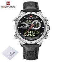 ⌚NAVIFORCE นาฬิกาแฟชั่นสำหรับผู้ชายสายหนัง LED ดิจิตอลนาฬิกาผู้ชายกีฬาของแท้กันน้ำนาฬิกาข้อมือ Relogio Masculino