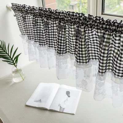 Mcao Plaid Lace Short Curtain Nordic Minimalist for Kitchen Rod Pocket Soft Durable Lattice Buffalo Check Window Curtains TJ1923