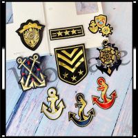 【hot sale】 ☂ B15 ♚ Anchors Rudders - Shield Emblem Iron-On Patch ♚ 1Pc DIY Sew on Iron on Badges Patches