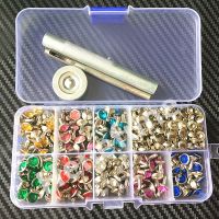 【CW】 240pcs 8colors Punk Spikes Rivets/Rhinestone Studs Rivets for Leather/Belt/Handbag Double-sided Rivet Tools