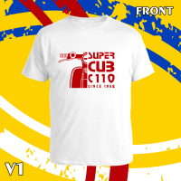 เสื้อยืด คอกลม แขนสั้น  Super cub 110 Logo รูปรถ   สกรีน Flex pu  ขอบสวย คมชัด ผ้า cotton 100%