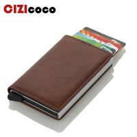 ☃  2022 New Credit Card Holder Pu Leather Vintage Card Holder Men And Women Mini wallet Aluminum Antimagnetic Purse Card