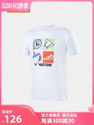 ชุดกีฬาแขนสั้นเสื้อกีฬาถักนิตติ้งชุดแบดมินตัน VICTOR T-30025