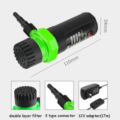 อะแดปเตอร์ Dc12v ขนาด7/10/15เมตรเครื่องตัดปั๊มตัวเองแบบไมโครปั๊มน้ำแบบจุ่ม8l ไหลสูงสุด/นาที